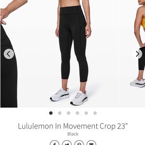 Lululemon In Movement Pant/Crop 23”
